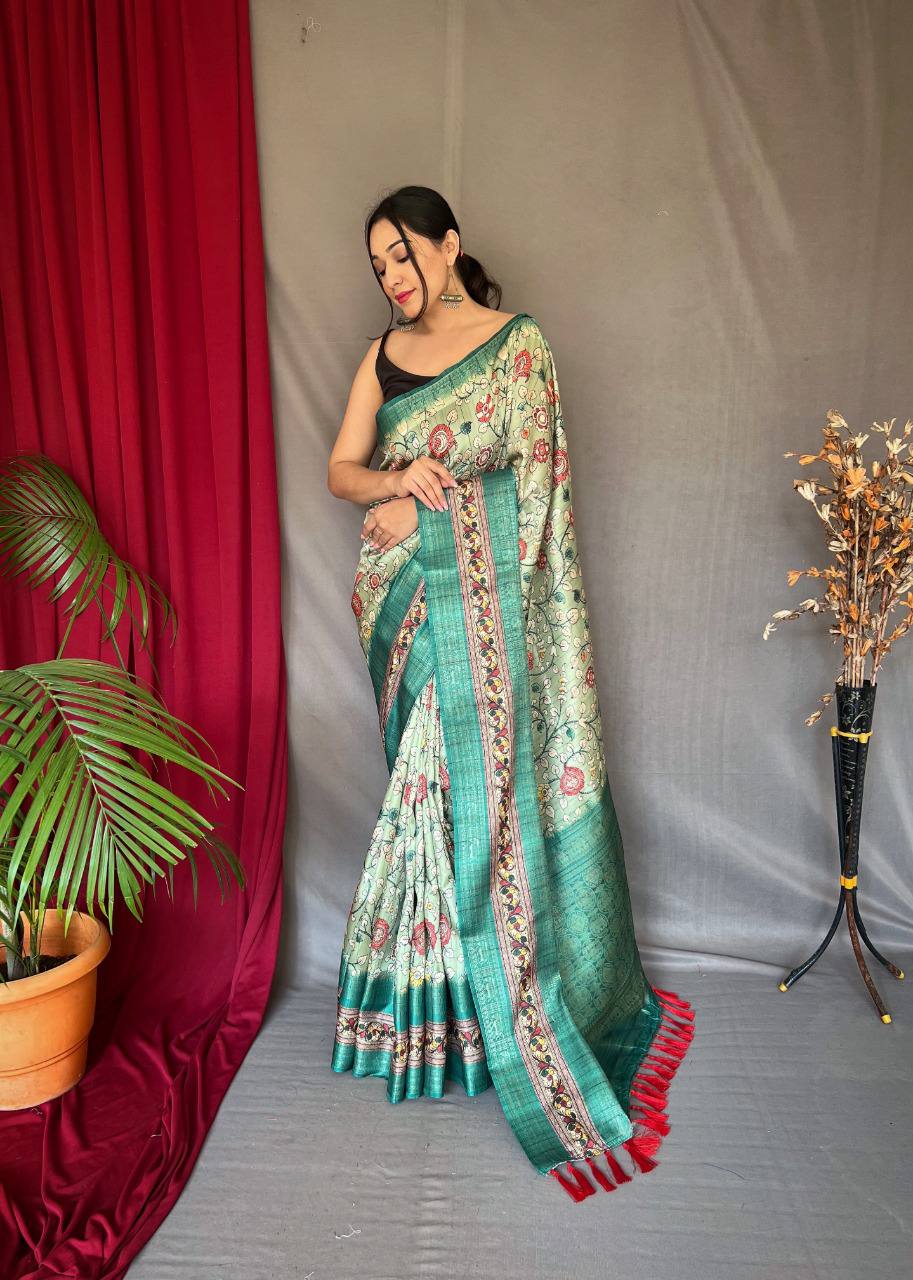 Green Pure Kanchipuram Digital Printed Saree