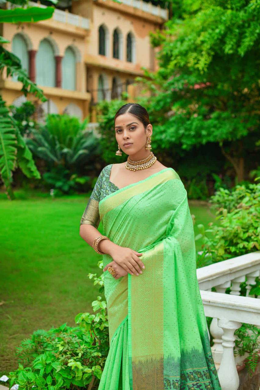 Green Premium Chanderi Silk Saree