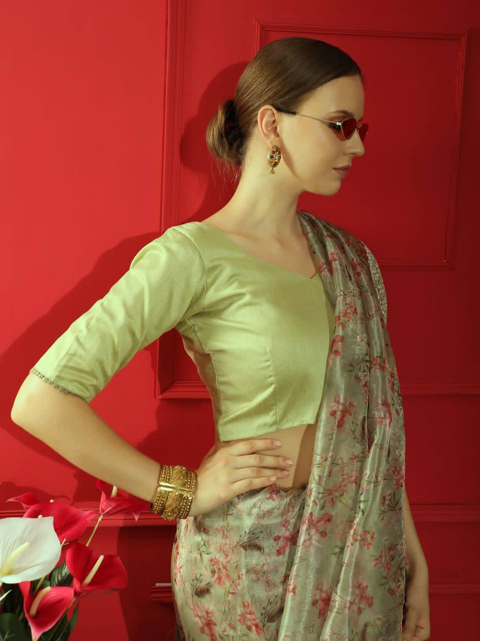 Green Soft Organza Silk Saree