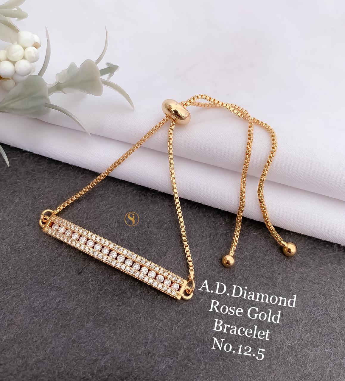 Rose Gold-Toned & Peach-Coloured Floral Stone-Studded Bracelet