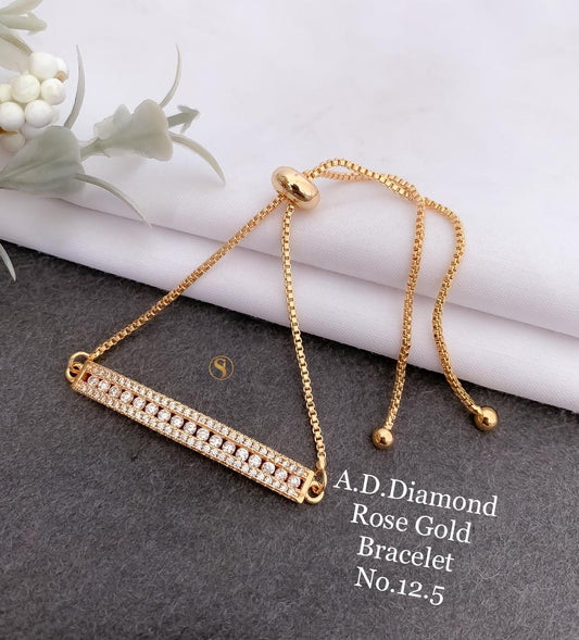 Rose Gold-Toned & Peach-Coloured Floral Stone-Studded Bracelet