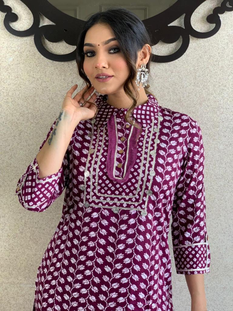 Beautiful Women's Purple Georgette Printed Kurta Set