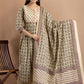 Women's Beautiful Hand Block Print Long Slit Cotton Kurta With Dupatta And Bottomwear