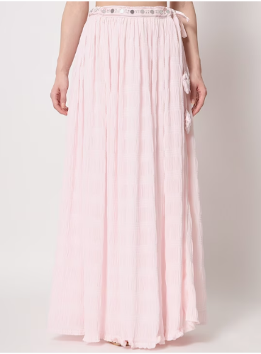 Embellished Mirror Work Semi-Stitched Lehenga & Unstitched Blouse With Dupatta