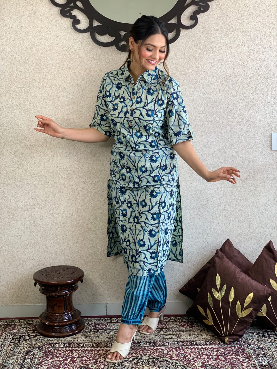 Beautiful Cotton Blue Kurta & Pant