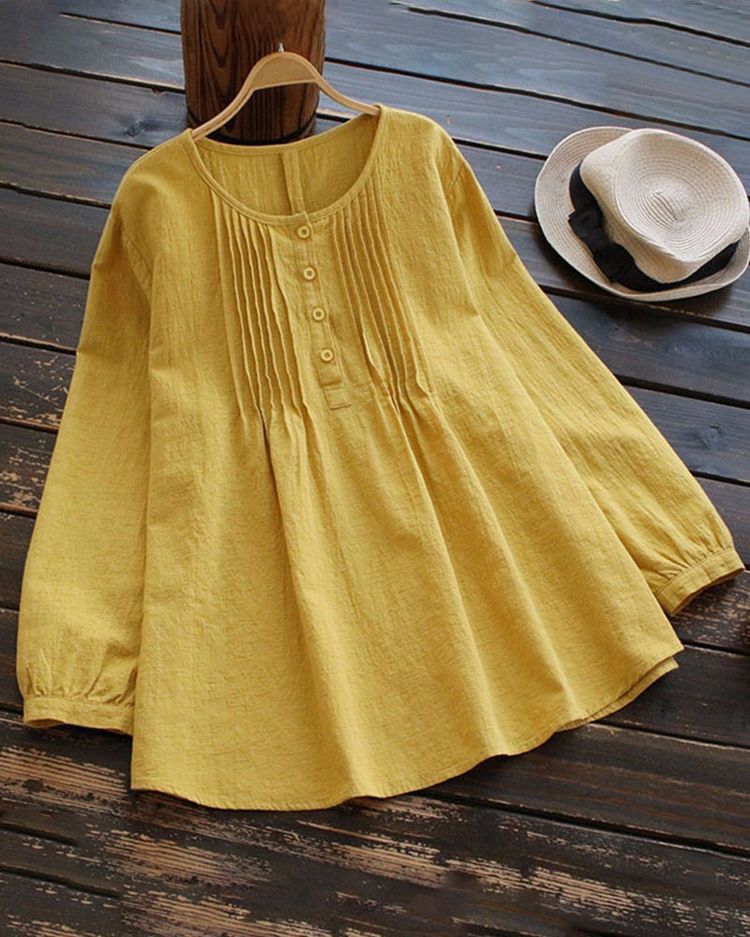 Long Sleeve Cotton Casual Tunics