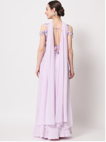 Printed Semi-Stitched Lehenga & Unstitched Blouse With Dupatta