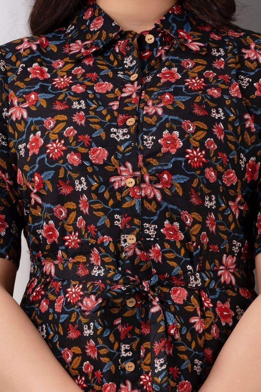 Beautiful Women's Red Style flowers Print Dress