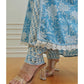 Women's Beautiful Blue Colour Cotton Suit Prints Kurti Pant