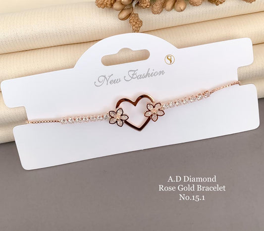 Diamond Rose Gold Bracelet For Girl & Women