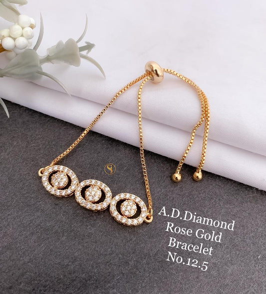 Women Rose Gold & White Crystals Rose Gold-Plated Charm Bracelet