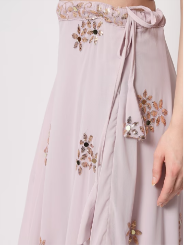 Sequined Semi-Stitched Lehenga & Unstitched Blouse With Dupatta