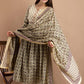 Women's Beautiful Hand Block Print Long Slit Cotton Kurta With Dupatta And Bottomwear
