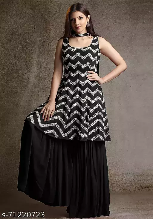 Georgette Fabric Embroidery Work Kurta Set