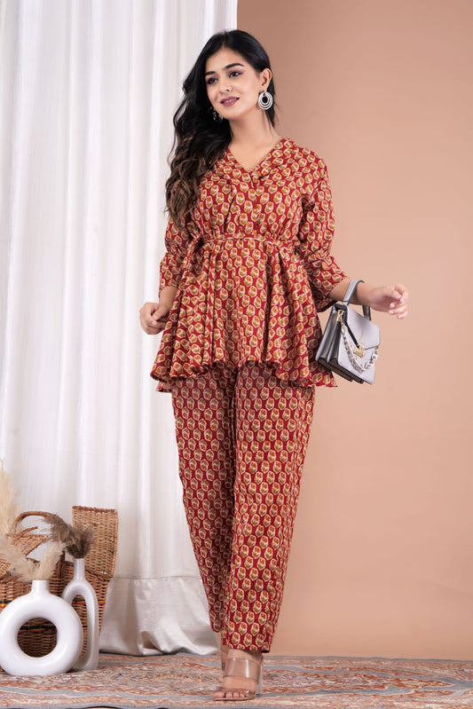 Women Pure Cotton Printed Cotton Co-ord Set
