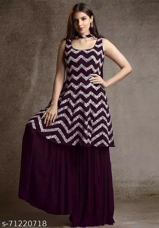 Georgette Fabric Embroidery Work Kurta Set