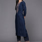 Rayon Slub Embroidery Kurta Set With Hand Dyed Dupatta