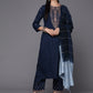 Rayon Slub Embroidery Kurta Set With Hand Dyed Dupatta