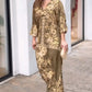 Golden Elegance: Flowing Floral Maxi One Piece Dress