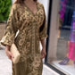 Golden Elegance: Flowing Floral Maxi One Piece Dress