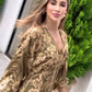 Golden Elegance: Flowing Floral Maxi One Piece Dress