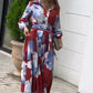 Red & Blue Abstract Printed Maxi Dress
