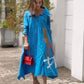 Chic in Blue: Effortless Elegance with a Pop of Red Dress