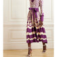 Regal Charm: Purple Patterned Shirt Dress with Bold Elegance