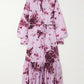 Elegant Lilac Floral Midi Dress – Graceful Blooms with a Feminine Touch
