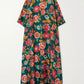 Printed Long Kaftan With Flower Design