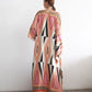Elegant Geometric Print Kaftan Dress – A Statement of Style