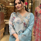 Organza Embroidery Work Kurta Set With Dupatta