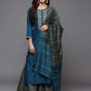 Rayon Slub Embroidery Kurta Set With Hand Dyed Dupatta