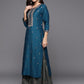 Rayon Slub Embroidery Kurta Set With Hand Dyed Dupatta