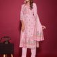 Floral Digital Print With Sequence Embroidered Baby Pink Kurta Set