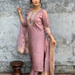 Viscose Chanderi Wine Embroidery Kurta Set With Dupatta