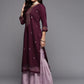 Rayon Slub Embroidery Kurta Set With Hand Dyed Dupatta