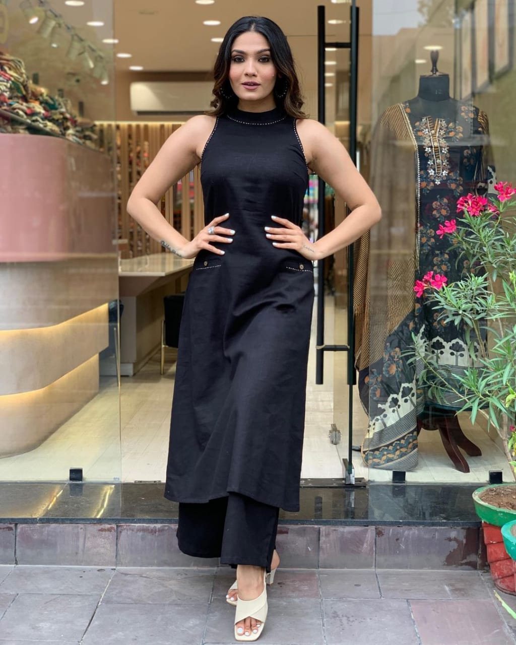 Pure Cotton Double Pocket Kurta With Plazo