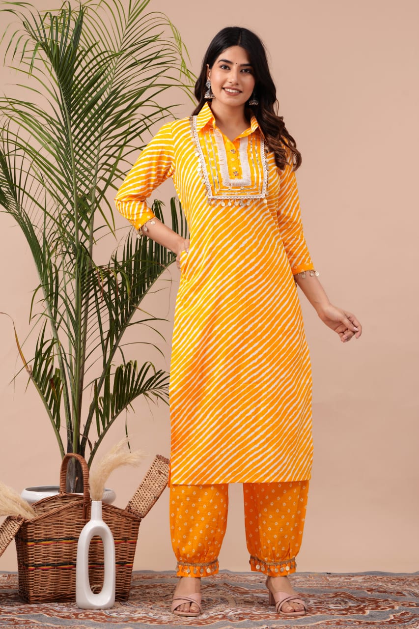 Cotton Afghan Style Kurta Pant Set