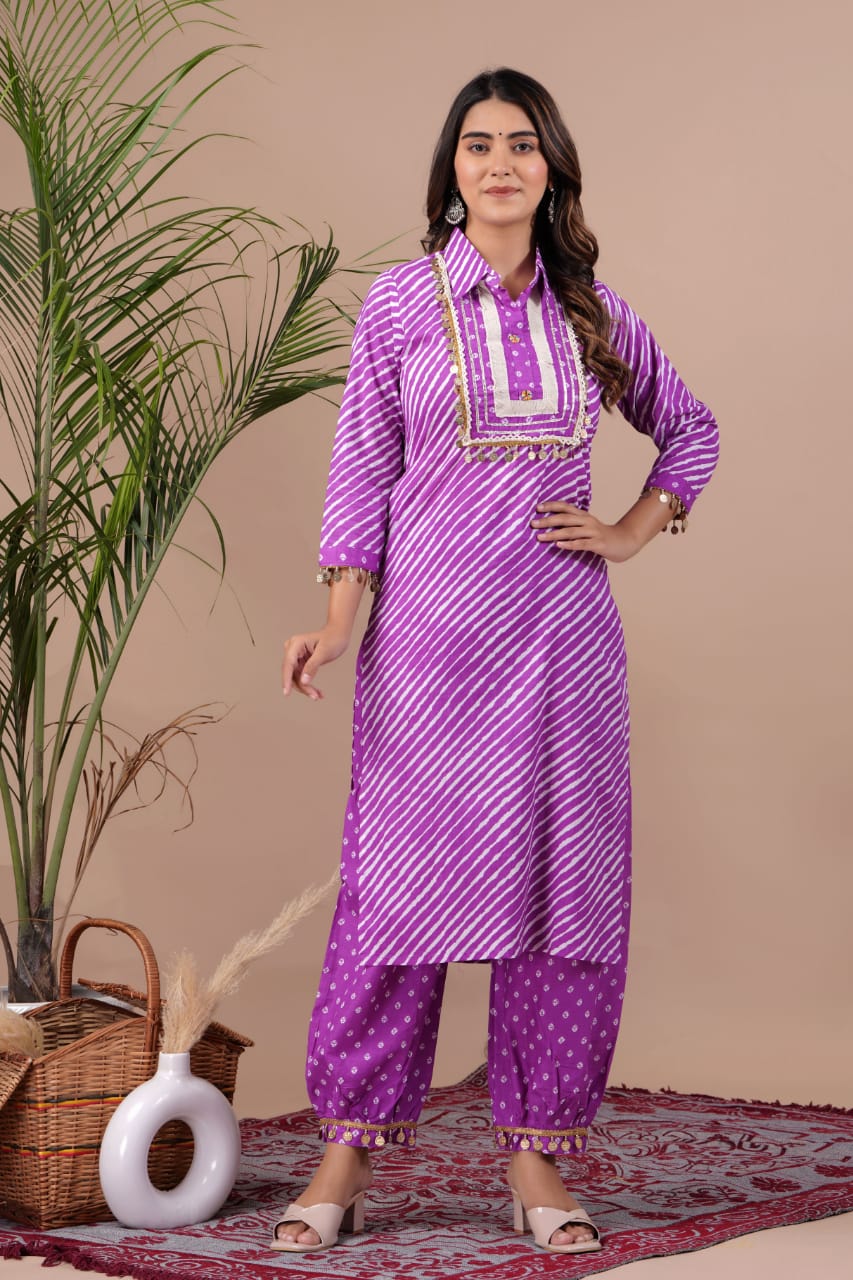 Cotton Afghan Style Kurta Pant Set