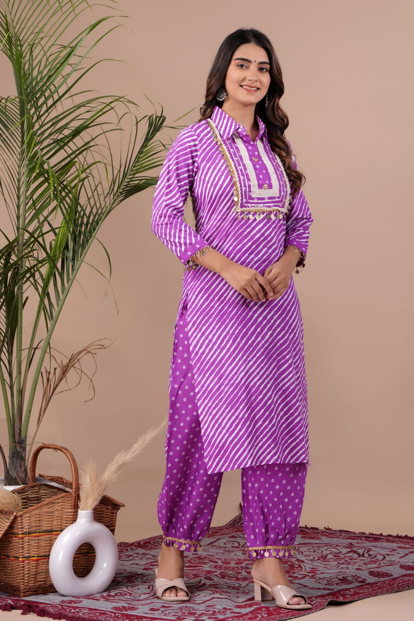 Cotton Afghan Style Kurta Pant Set