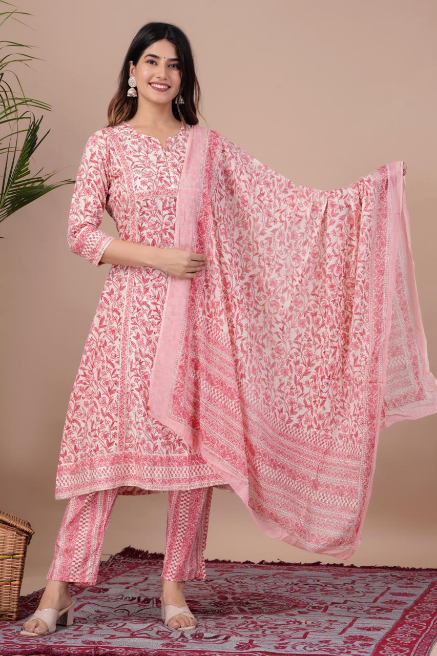 Gorgeous Cotton Kurta With Dupatta Set