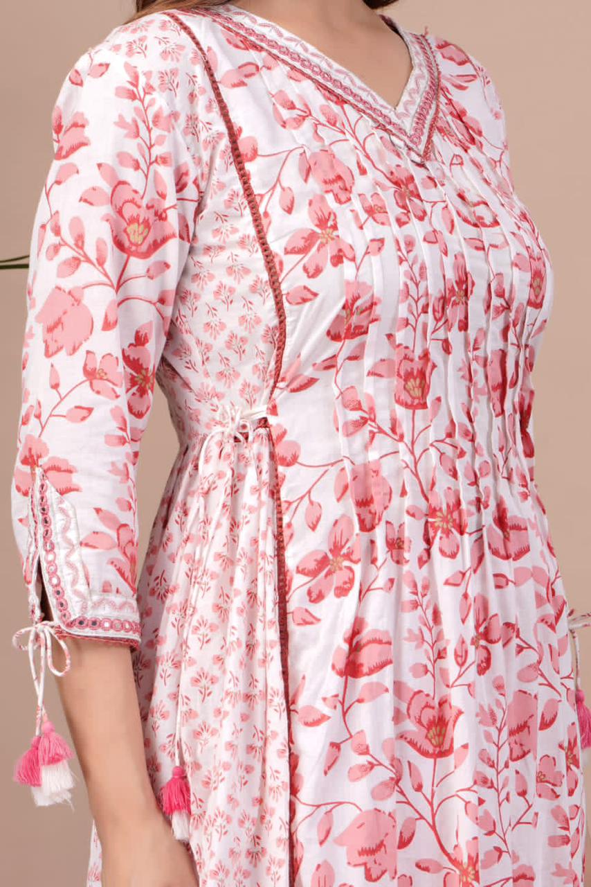 Floral Afghani Embroidery Suit With Dupatta Set