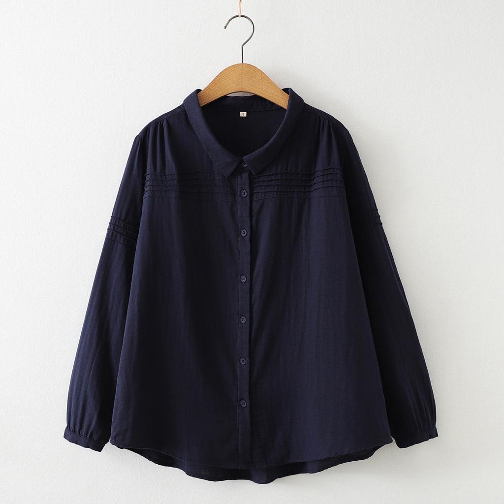 Cotton Solid Long Sleeve Shirt Women