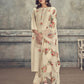 Viscose Rayon Slub Cream Embroidery Kurta Set With Printed Dupatta Set