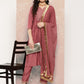 Viscose Chanderi Wine Embroidery Kurta Set With Dupatta Set