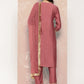 Viscose Chanderi Wine Embroidery Kurta Set With Dupatta Set