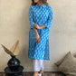 Beautiful Blue & White Cotton Printed Kurta Set