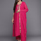 Viscose Rayon Magenta Sequence Embroidery Kurta Set With Dupatta Set