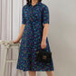 Beautiful Women's Blue Style flowers Print Dress
